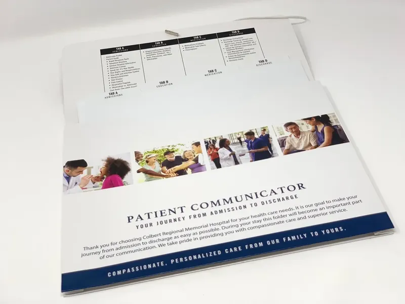 Open Colbert Regional Memorial Hospital folder showing its four-tab index insert